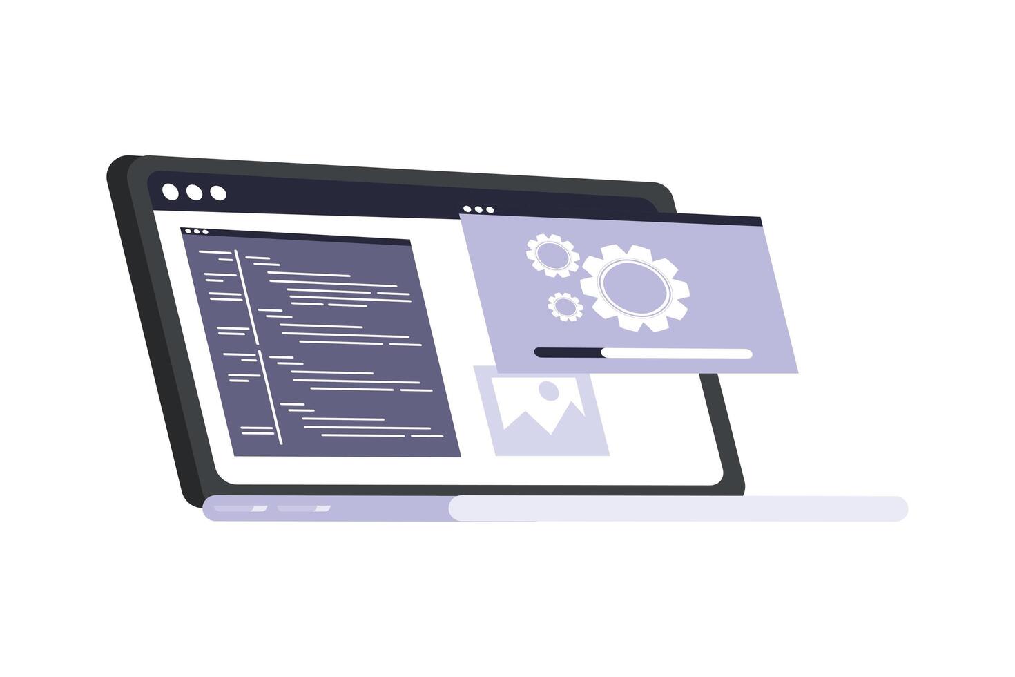 developing web in laptop vector