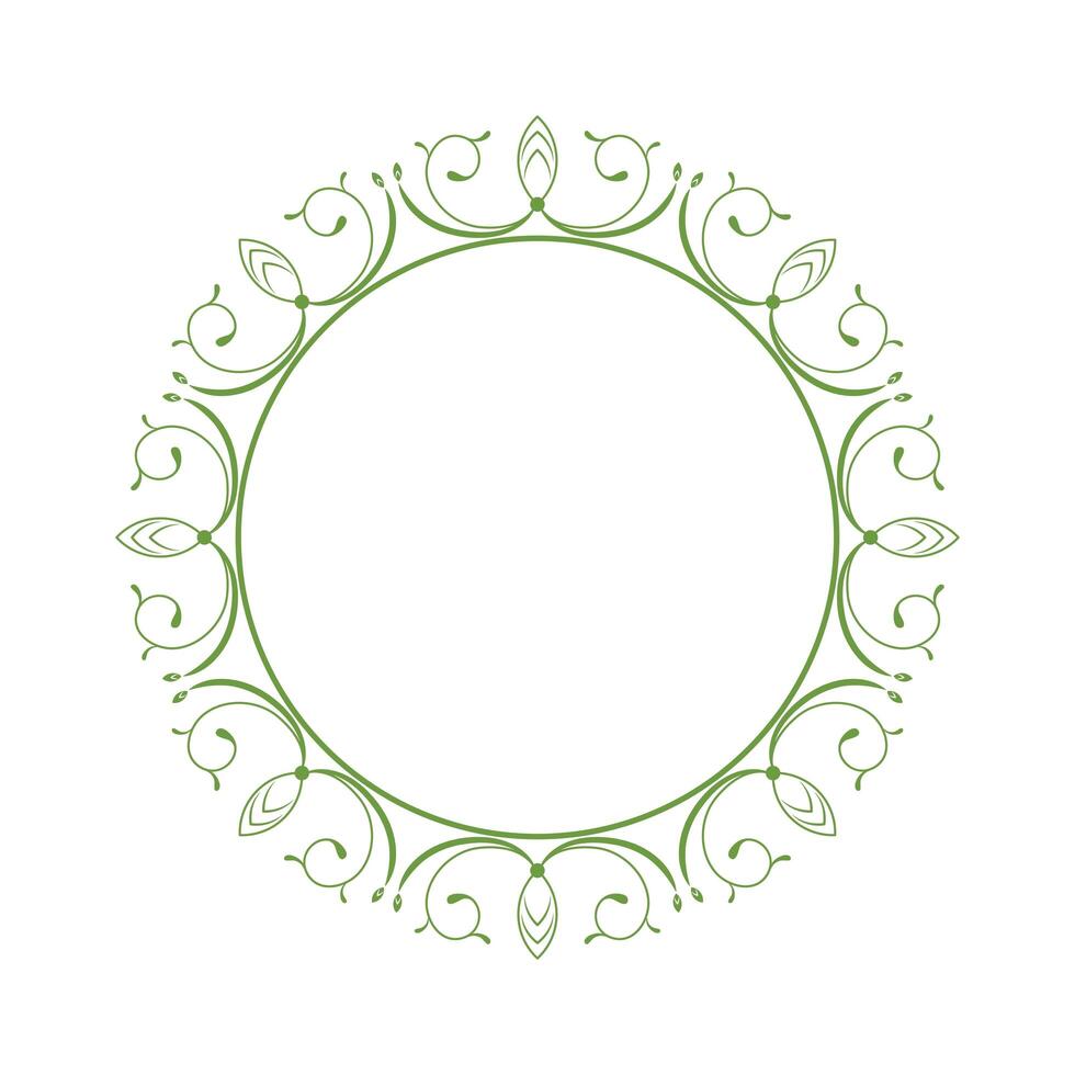 green monogram frame vector