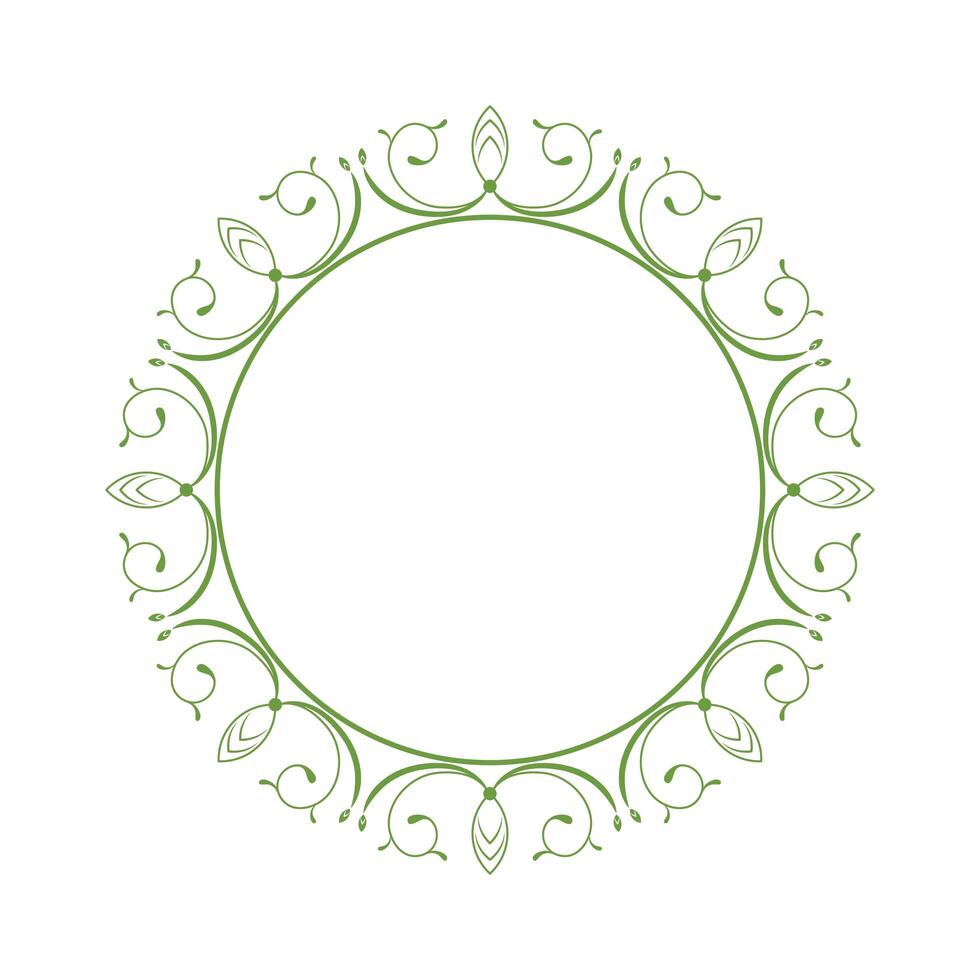 green monogram frame vector