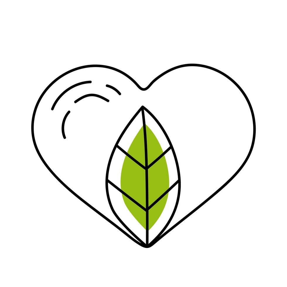 corazón con hoja vector