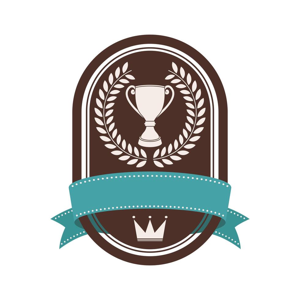trophy cup and ribbon vector