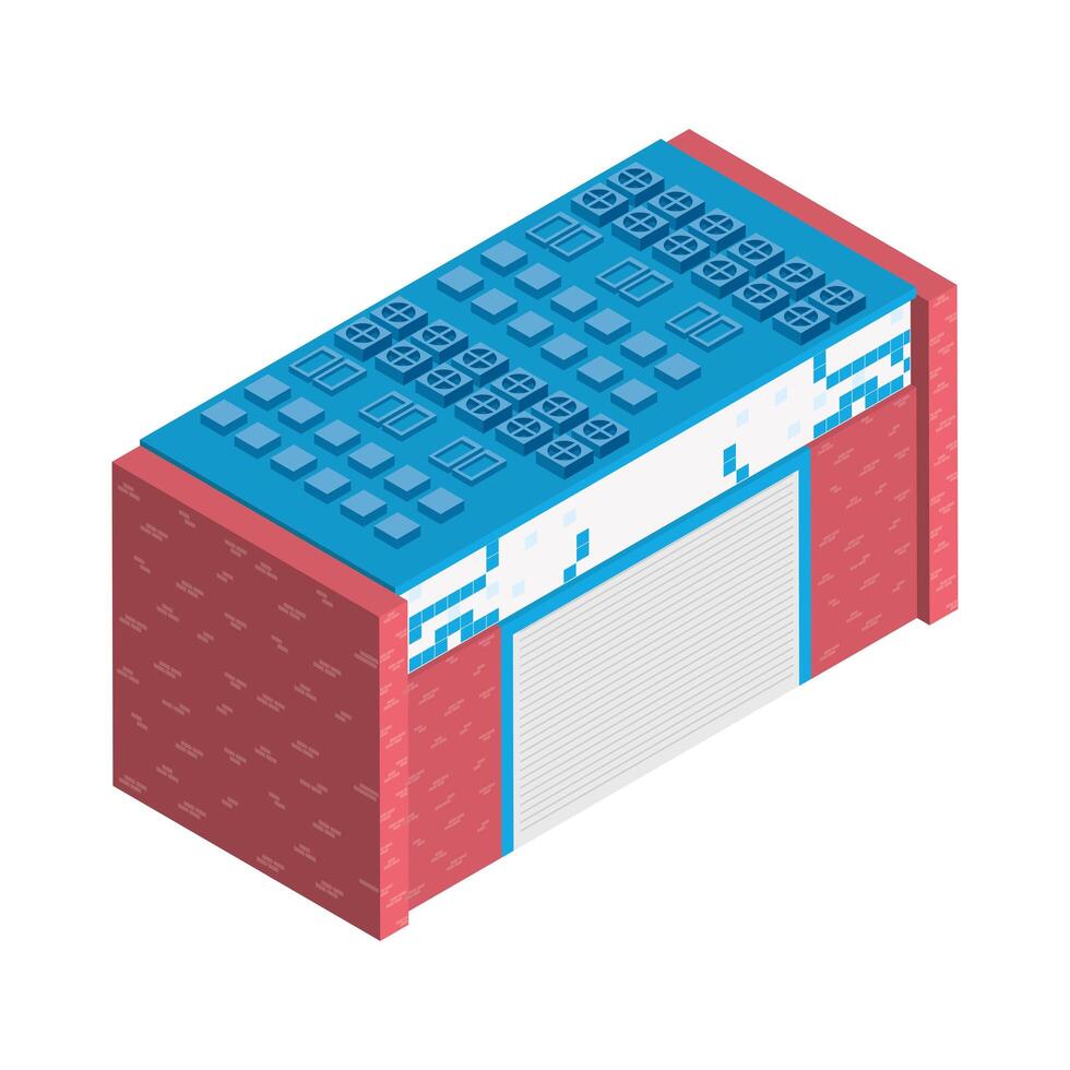 red isometric building vector