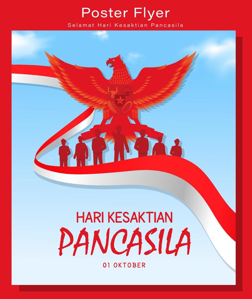 Hari Kesaktian Pancasila, Indonesian Holiday Pancasila Day Illustration.Translation October 01, Happy Pancasila day. Suitable for greeting card and banner vector