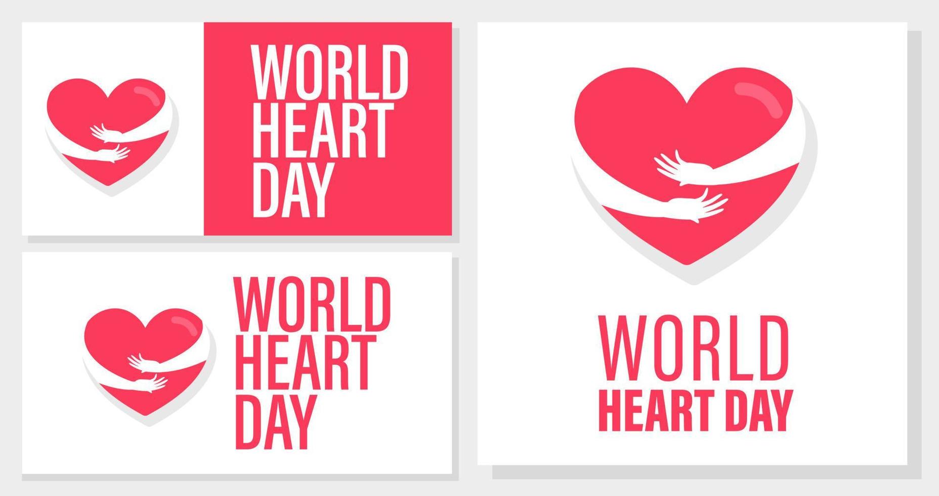 Vector illustration World Heart Day Background, World heart day with red heart and world sign vector design, Worl Heart Day poster Slogan