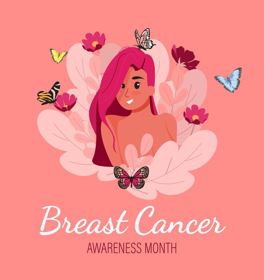 ilustración vectorial del mes de concientización sobre el cáncer de mama, cinta mundial contra el cáncer, cinta rosa, apoyo al eslogan del afiche del sobreviviente del cáncer de mama diseño plano vector