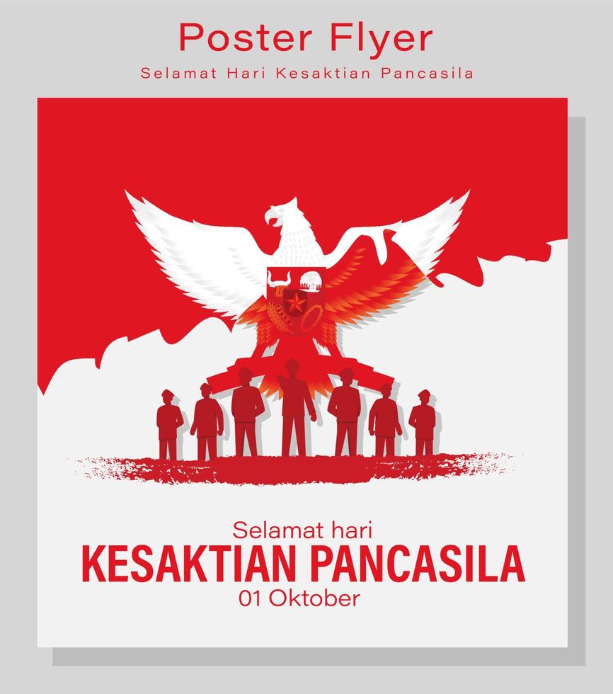 Hari Kesaktian Pancasila, Indonesian Holiday Pancasila Day Illustration.Translation October 01, Happy Pancasila day. Suitable for greeting card and banner vector
