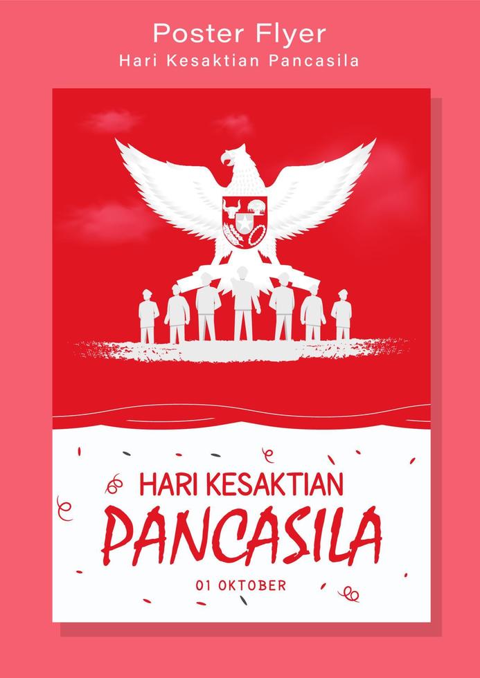 Hari Kesaktian Pancasila, Indonesian Holiday Pancasila Day Illustration.Translation October 01, Happy Pancasila day. Suitable for greeting card and banner vector