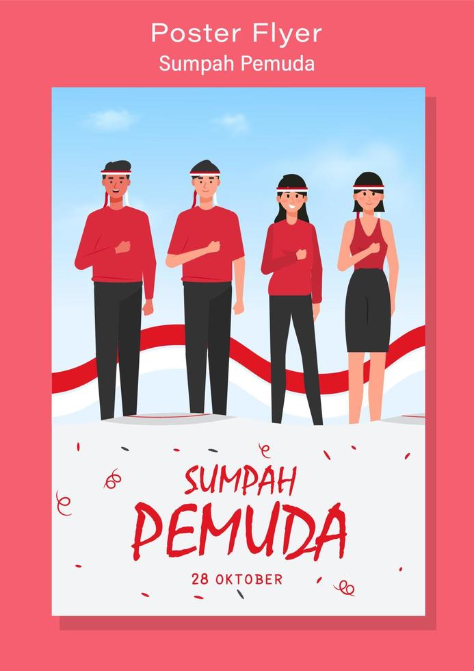 feliz día de la promesa de la juventud indonesia o ilustración vectorial sumpah pemuda, la juventud indonesia celebra sumpah pemuda vector