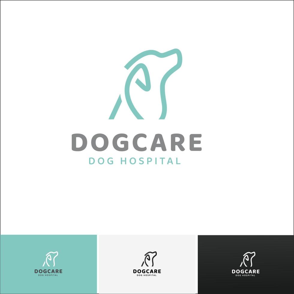 logotipo de cuidado de perros, diseño de logotipo de hospital de perros en versión de 4 colores vector