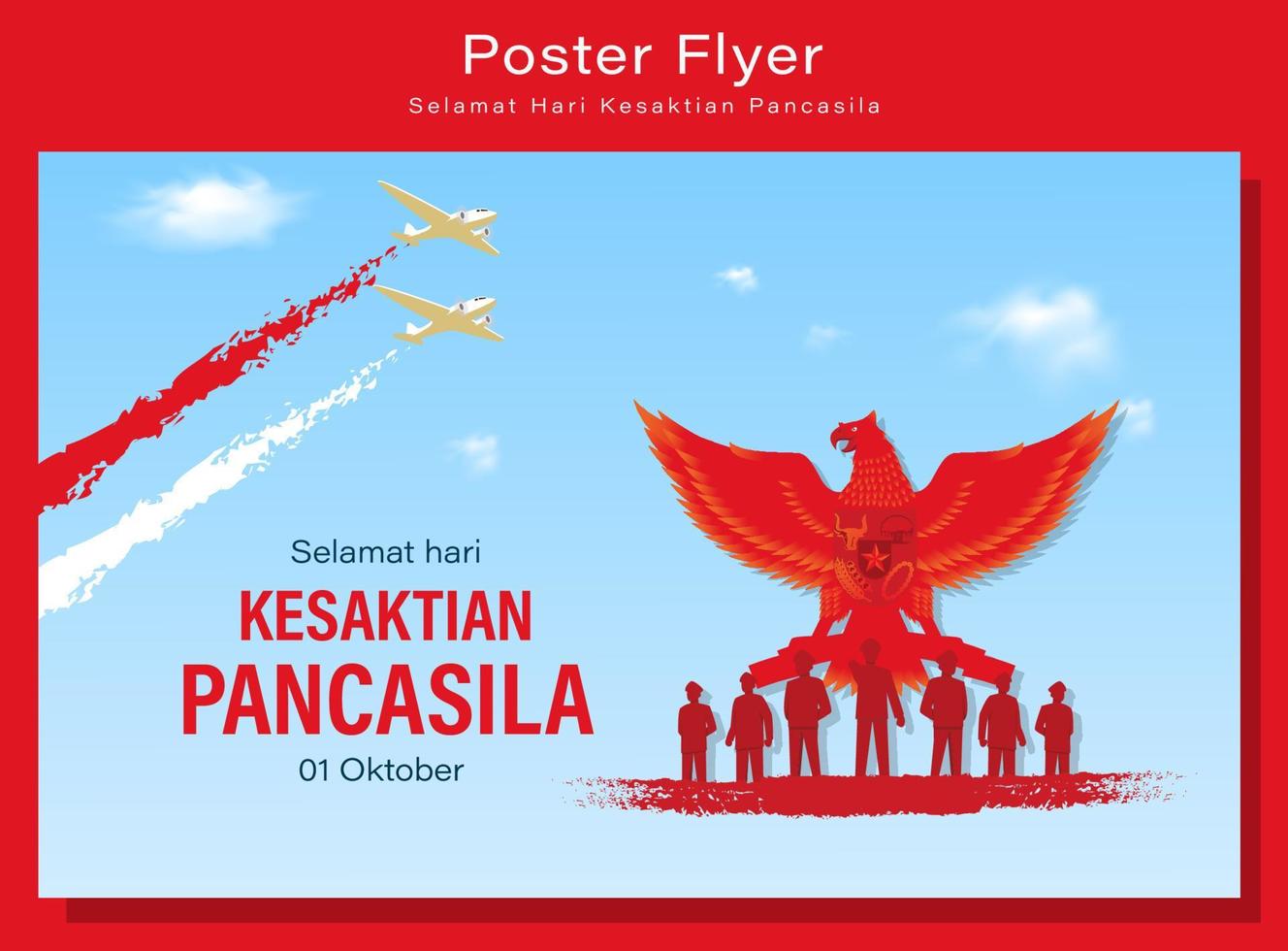 Hari Kesaktian Pancasila, Indonesian Holiday Pancasila Day Illustration.Translation October 01, Happy Pancasila day. Suitable for greeting card and banner vector