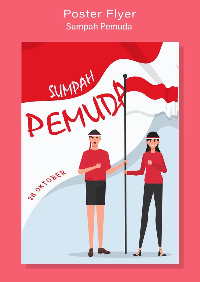 Happy Indonesian Youth Pledge Day Sumpah Pemuda Vector Illustration