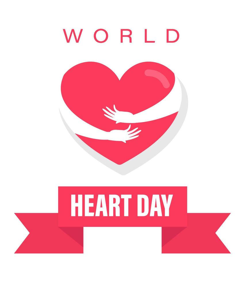 Vector illustration World Heart Day Background, World heart day with red heart and world sign vector design, Worl Heart Day poster Slogan