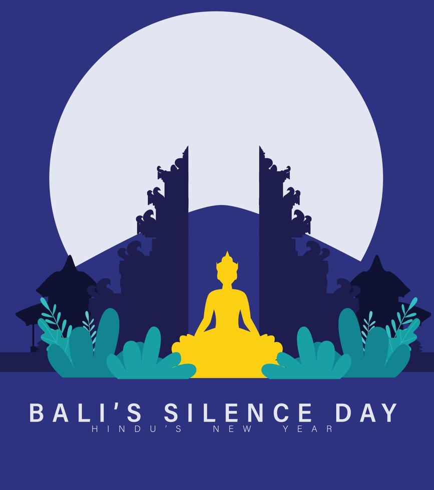 Bali's Day Of Silence And Hindu New Year Vector Illustration, Indonesain Bali's Nyepi Day, Hari Nyepi