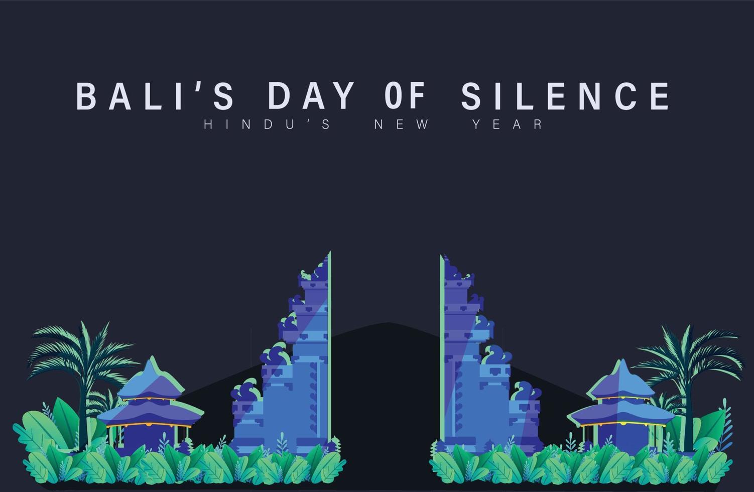 una celebración vectorial del día del silencio nyepi, noche balinesa día del silencio diseño plano ilustración vector plantilla banner