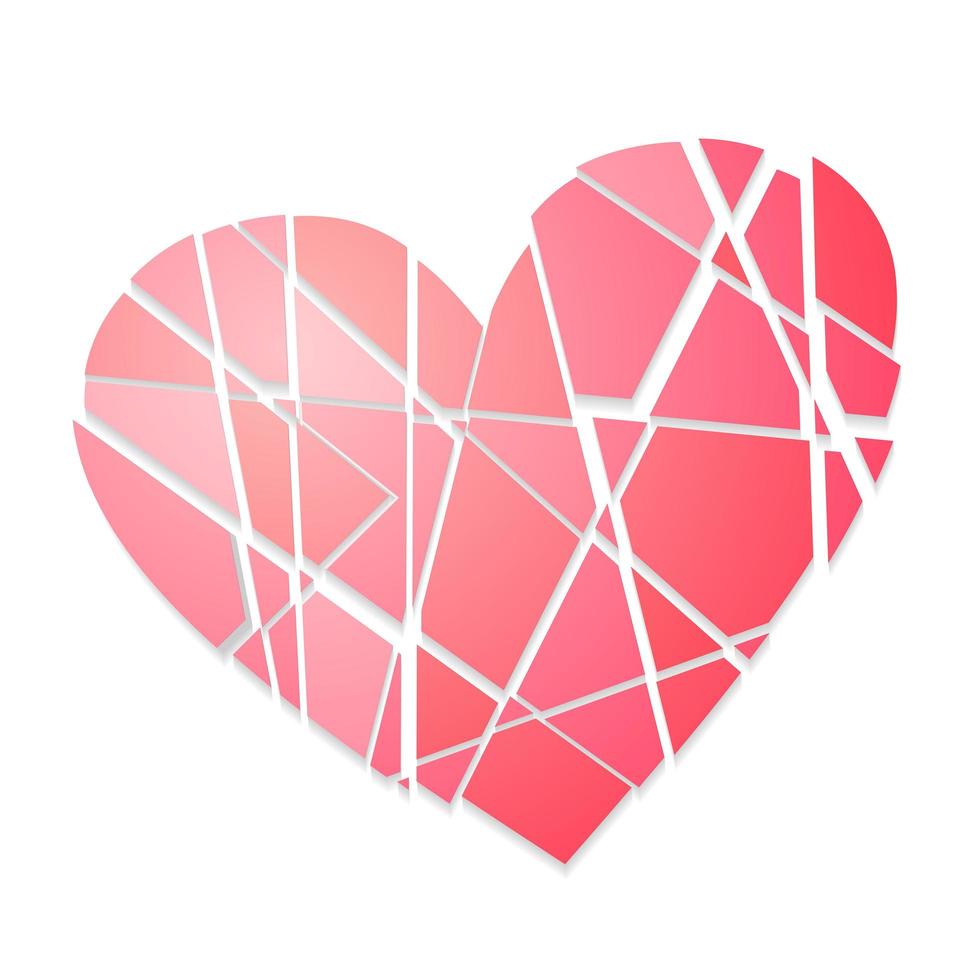 Broken heart single color icon isolated on white background. Gradient vector illustration.