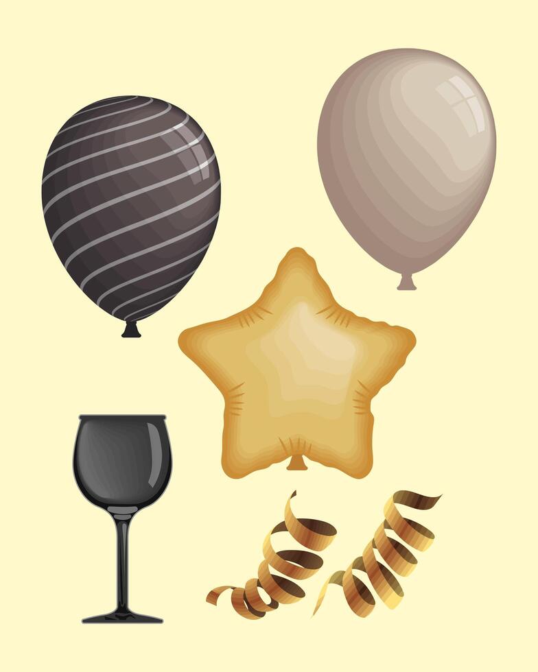 six party invitation icons vector