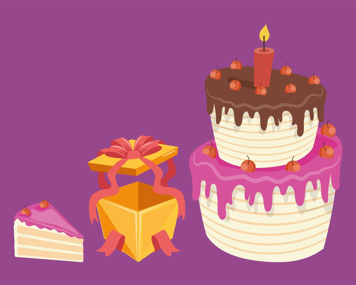 three happy birthday icons vector