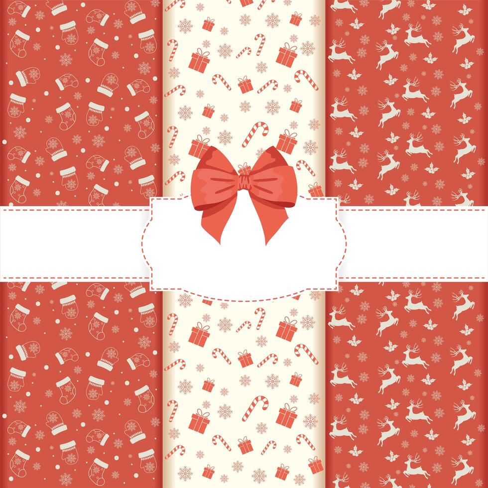 christmas gift wrap frame vector