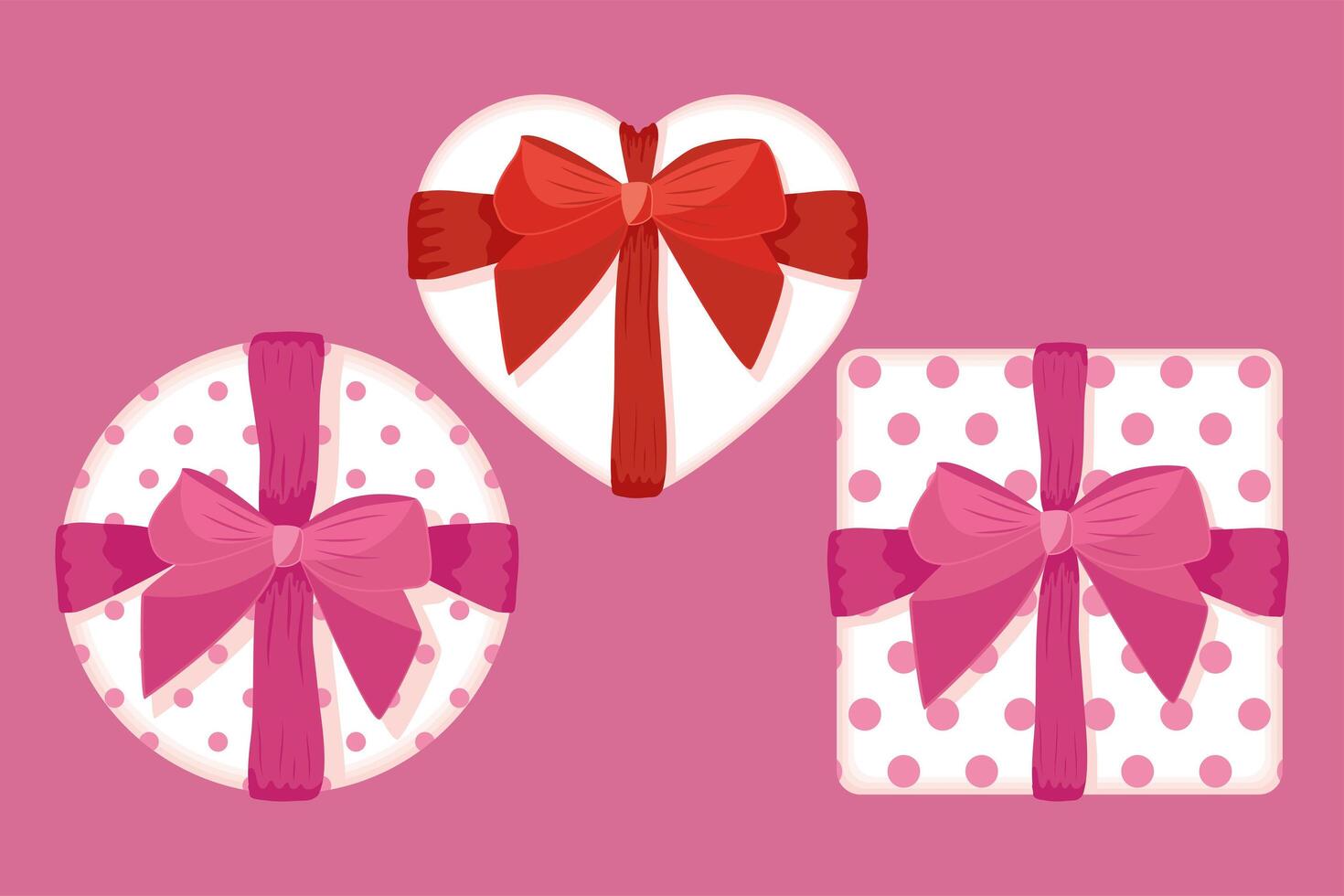 three valentines day gifts vector