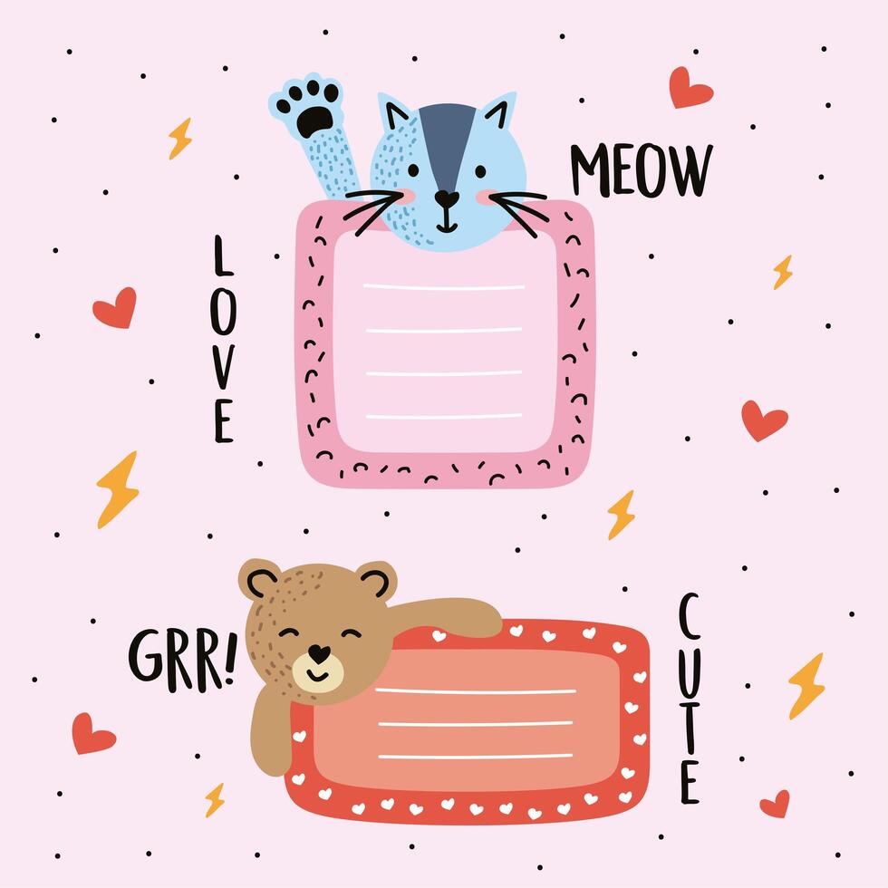 two cute planner notes vector