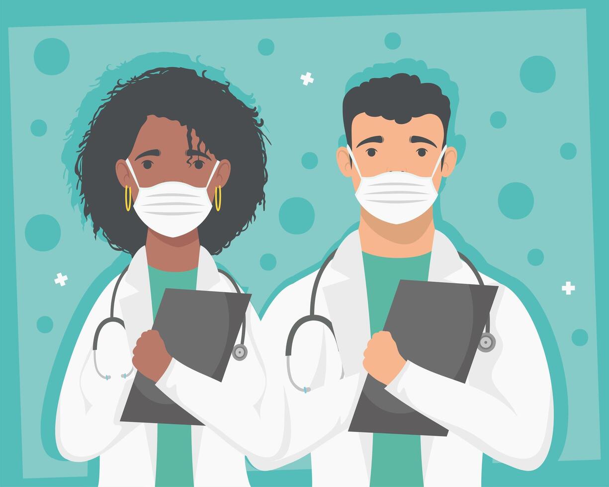 doctors professionals couple vector