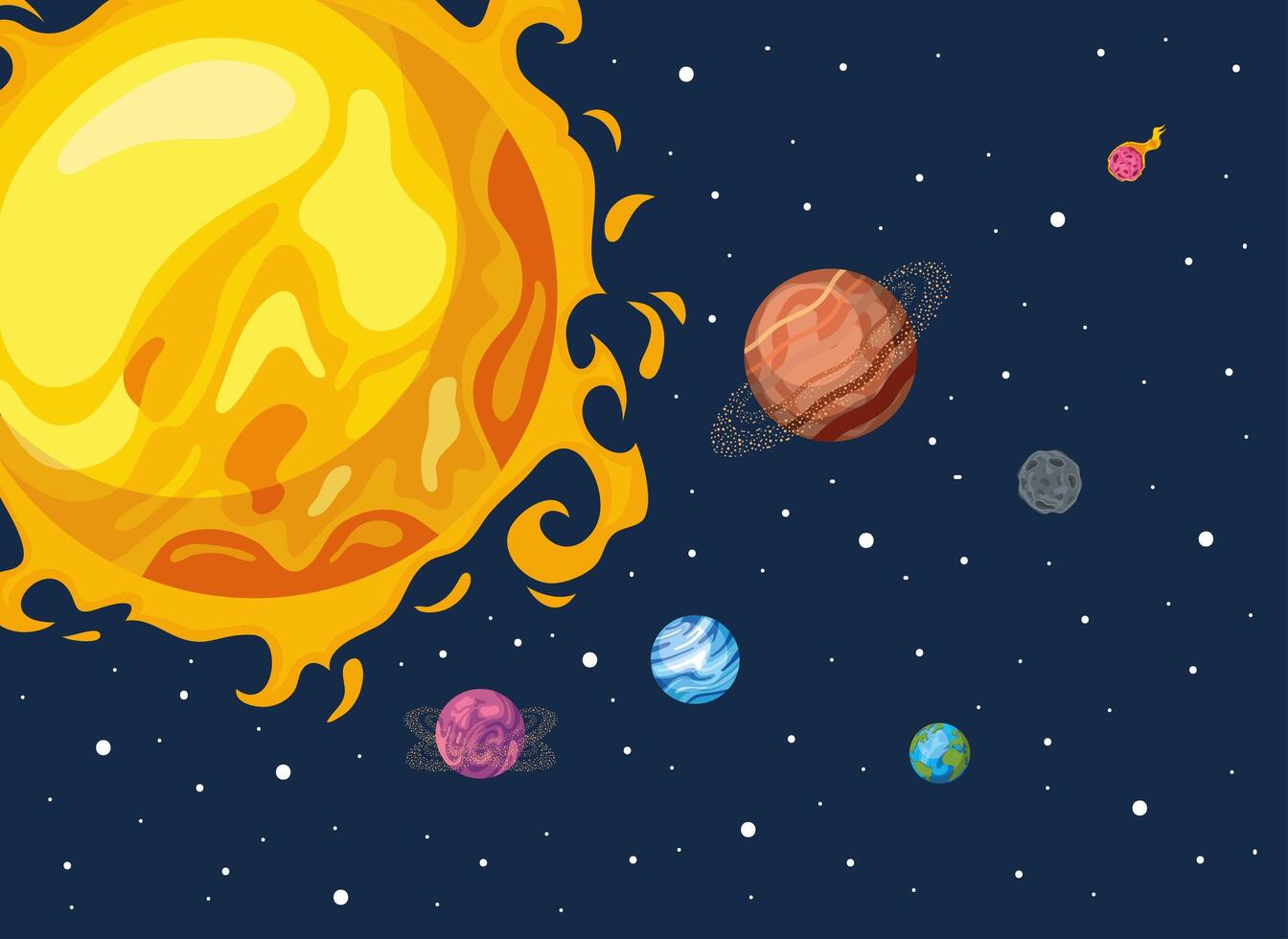 sol y planetas vector