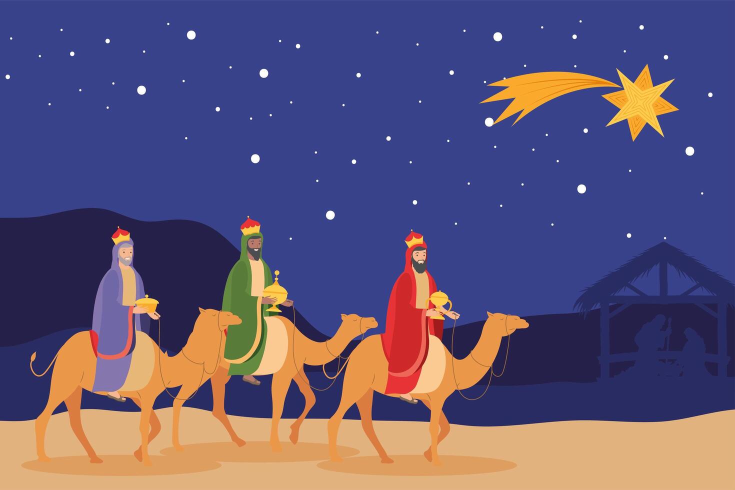 reyes magicos en el desierto vector