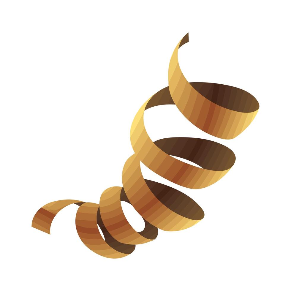 golden ribbon spiral confetti vector