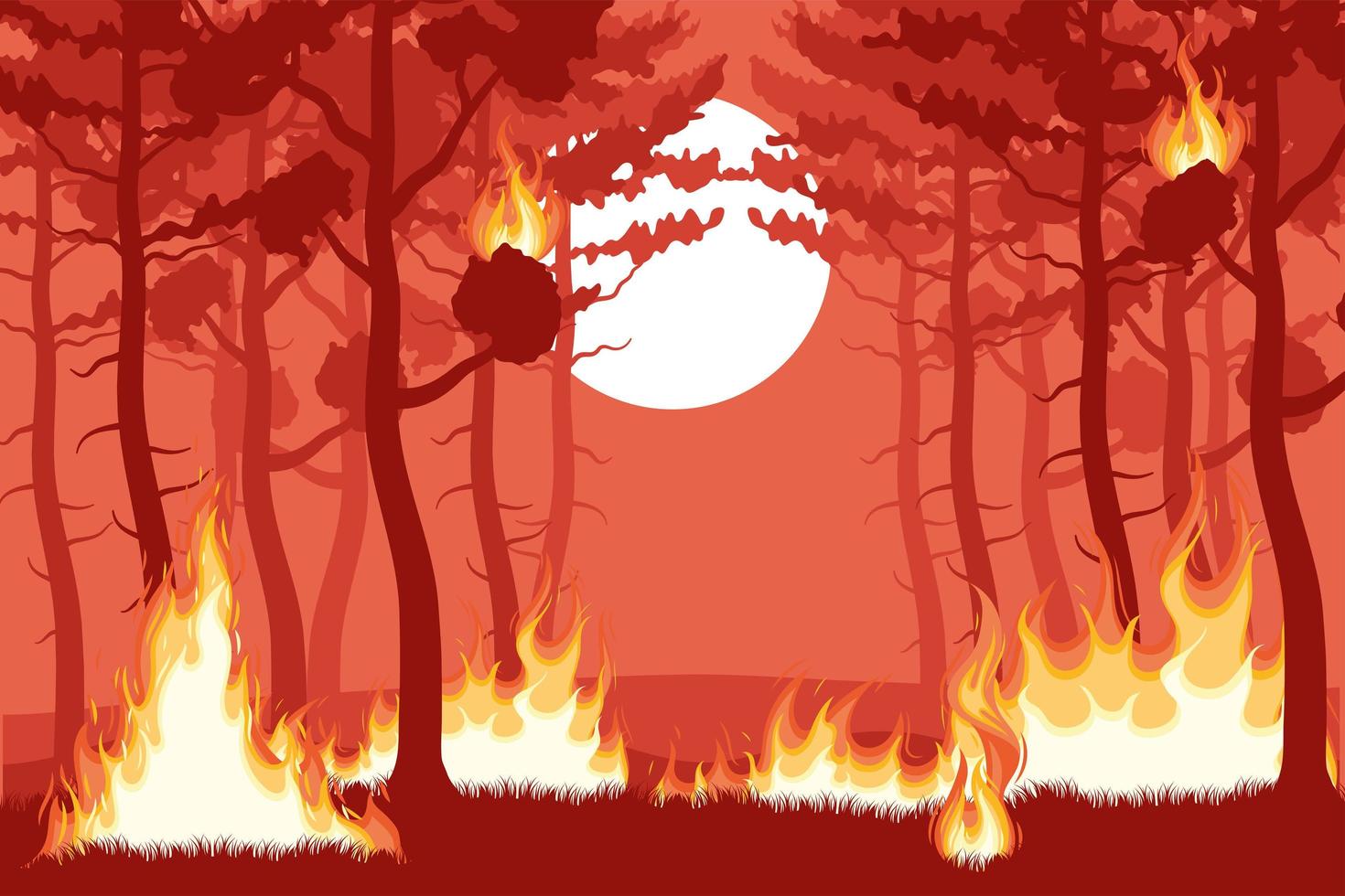 forest fire scene vector