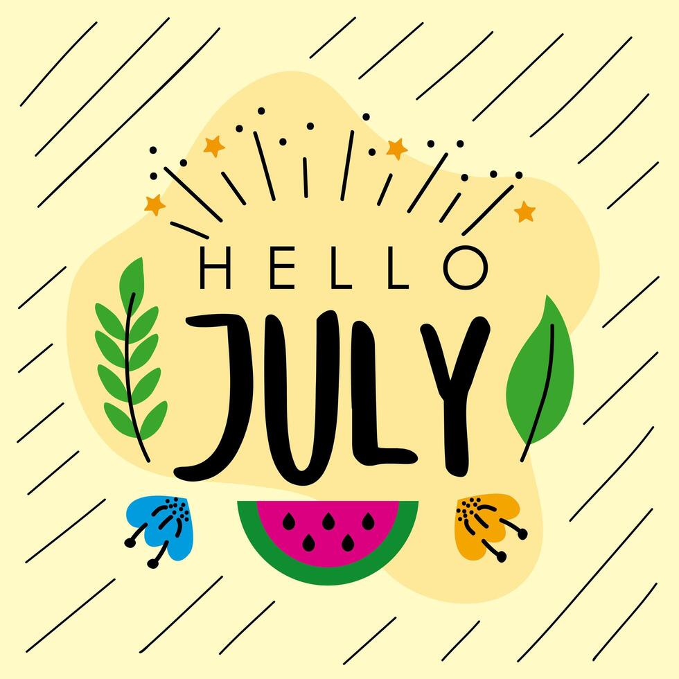 hello month july vector