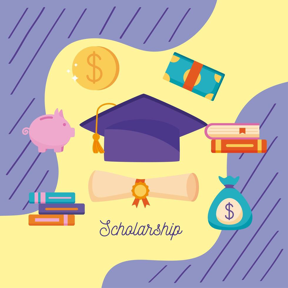 eight loans scholarship icons vector