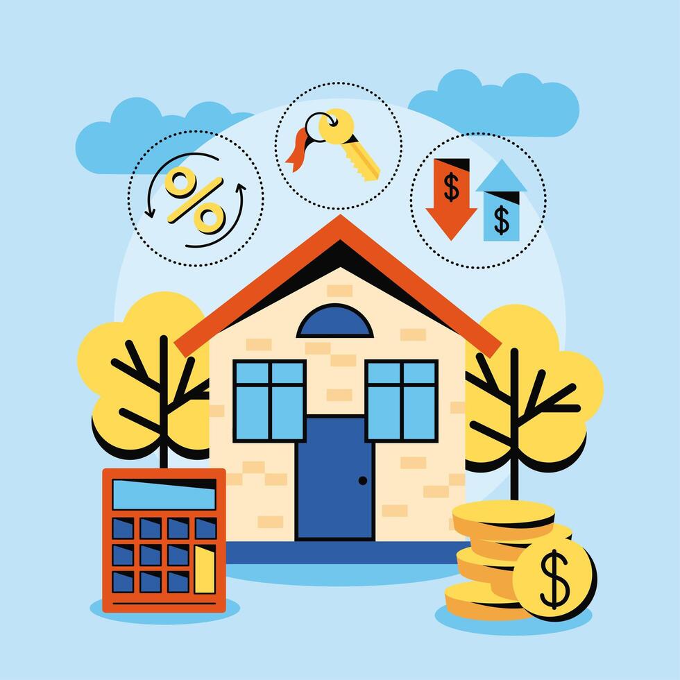 house and mortgage icons vector