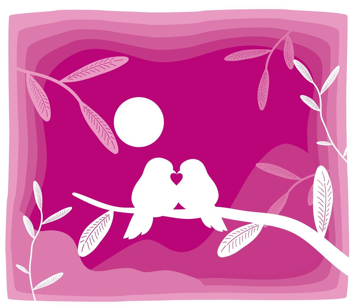 birds purple paper cut vector