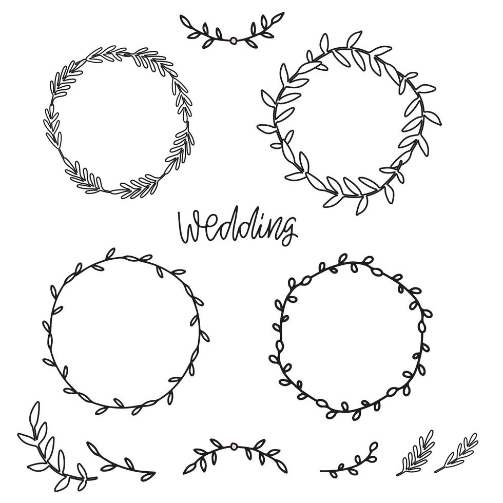 Vintage decorative collection of laurels and wreaths. Tribal design elements. Perfect for wedding invitations, greeting cards, quotes, blogs, posters etc. Hand drawn vector illustration.