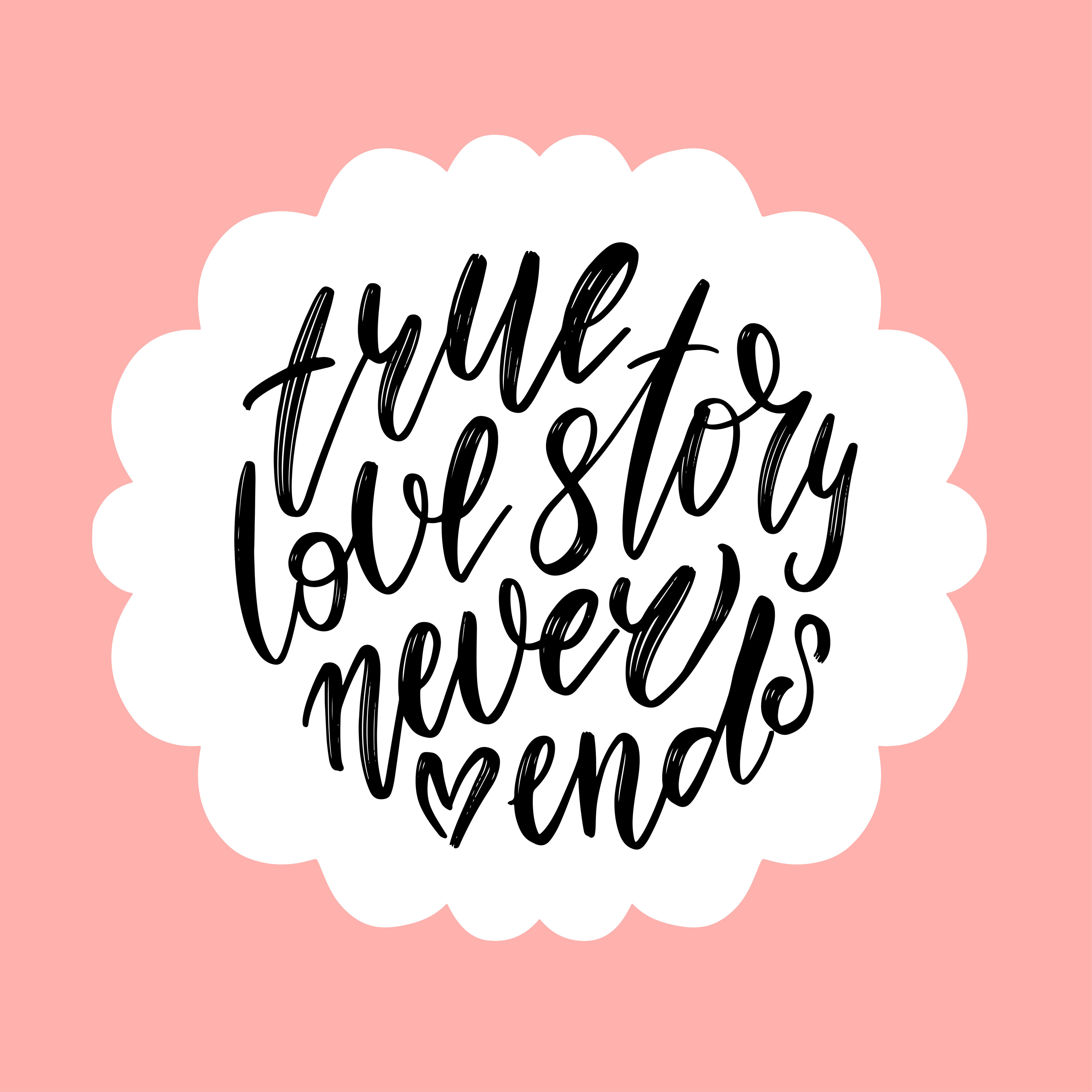 True Love - Lettering Valentines Day Calligraphy Phrase Isolated