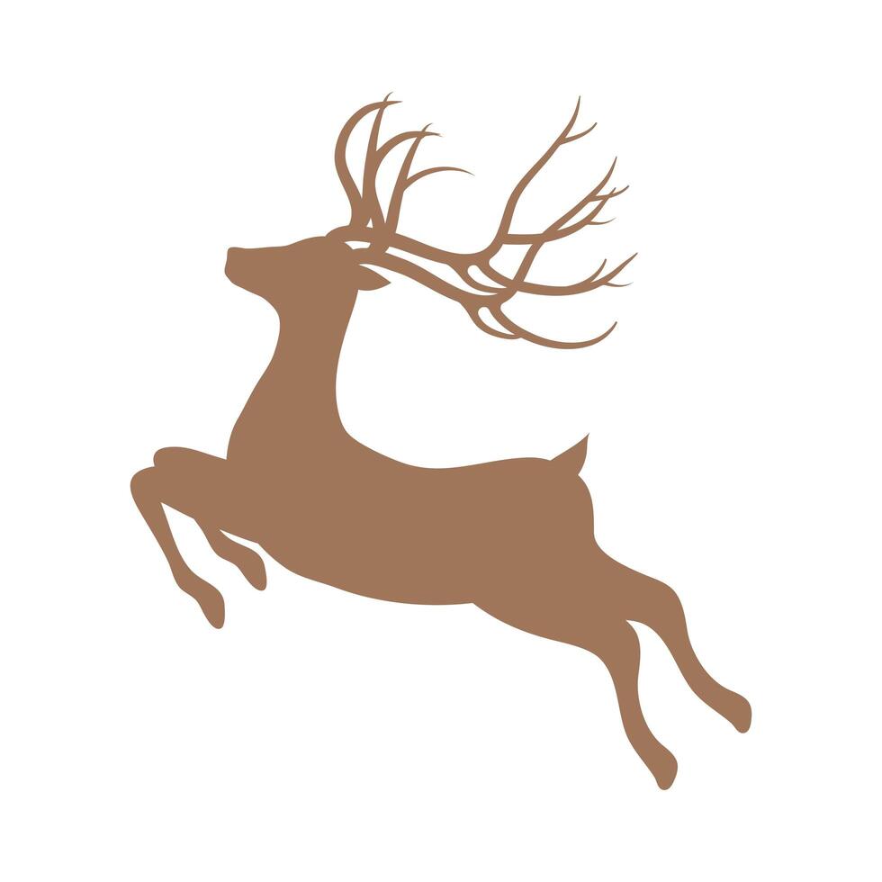 reindeer jumping brown silhouette vector