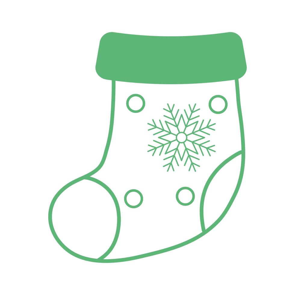 christmas sock with snowflake vector