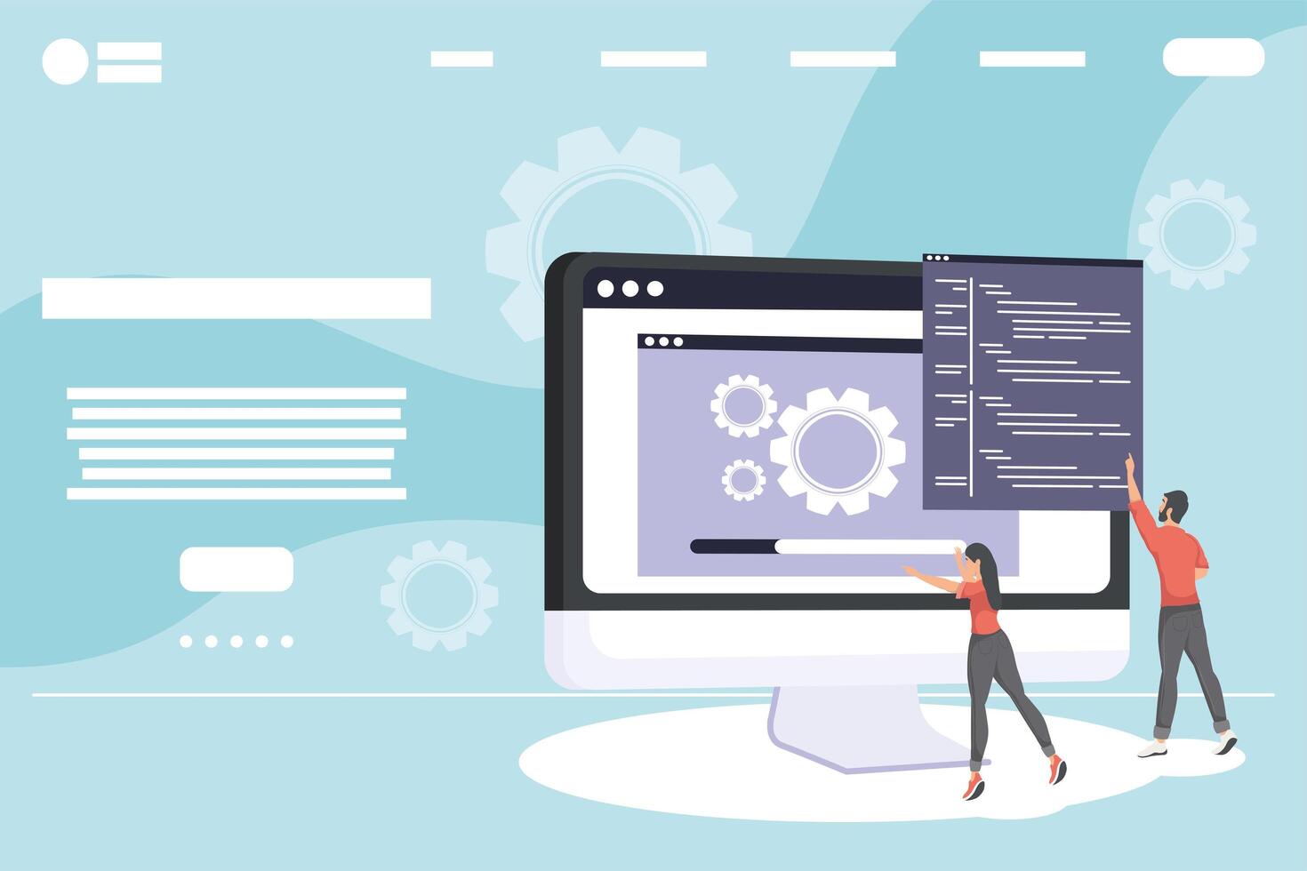 desarrolladores web en escritorio vector