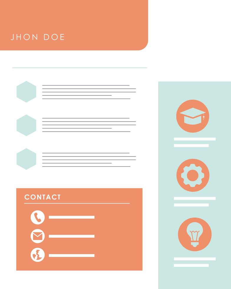 plantilla de curriculum vitae naranja vector