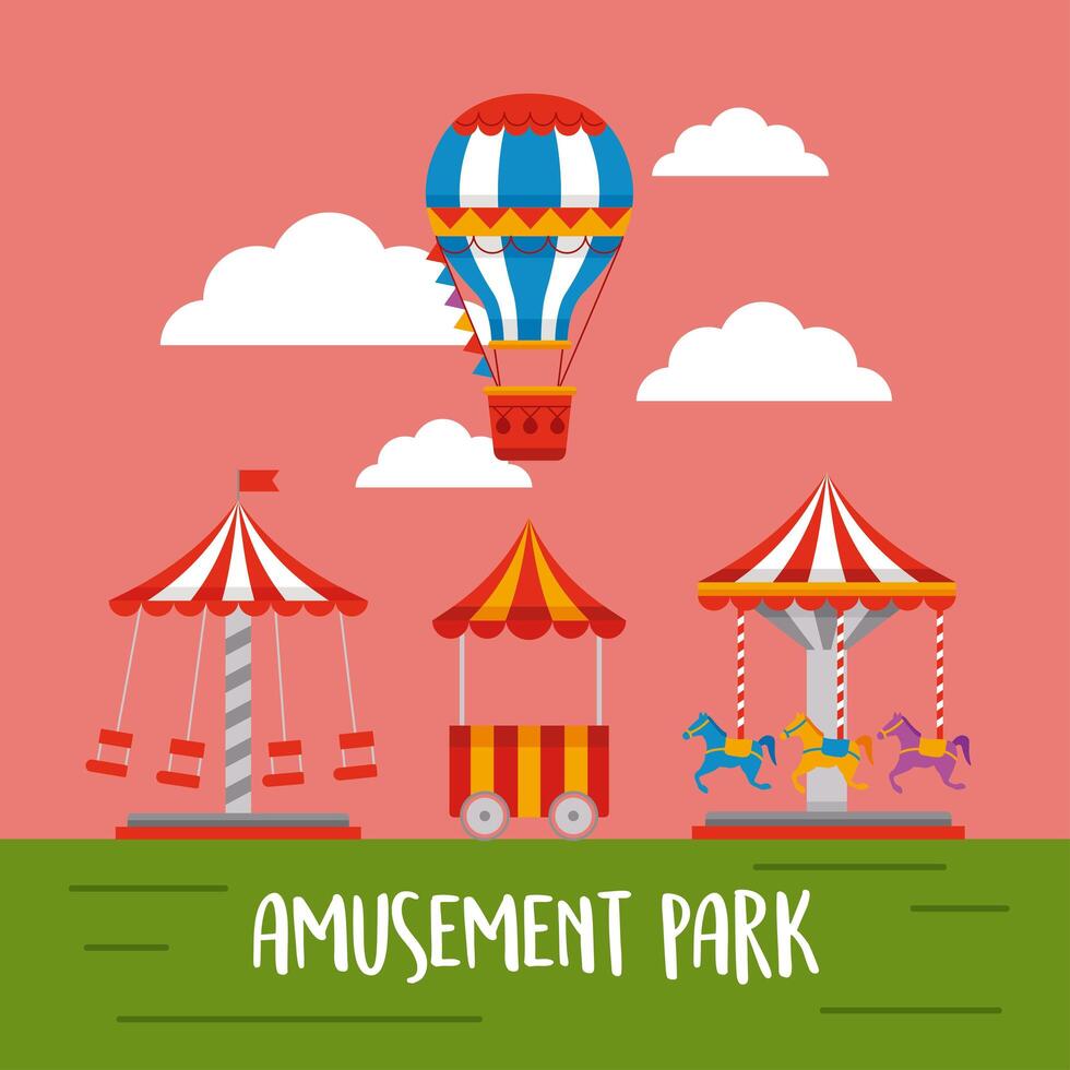 amusement park with carousel vector