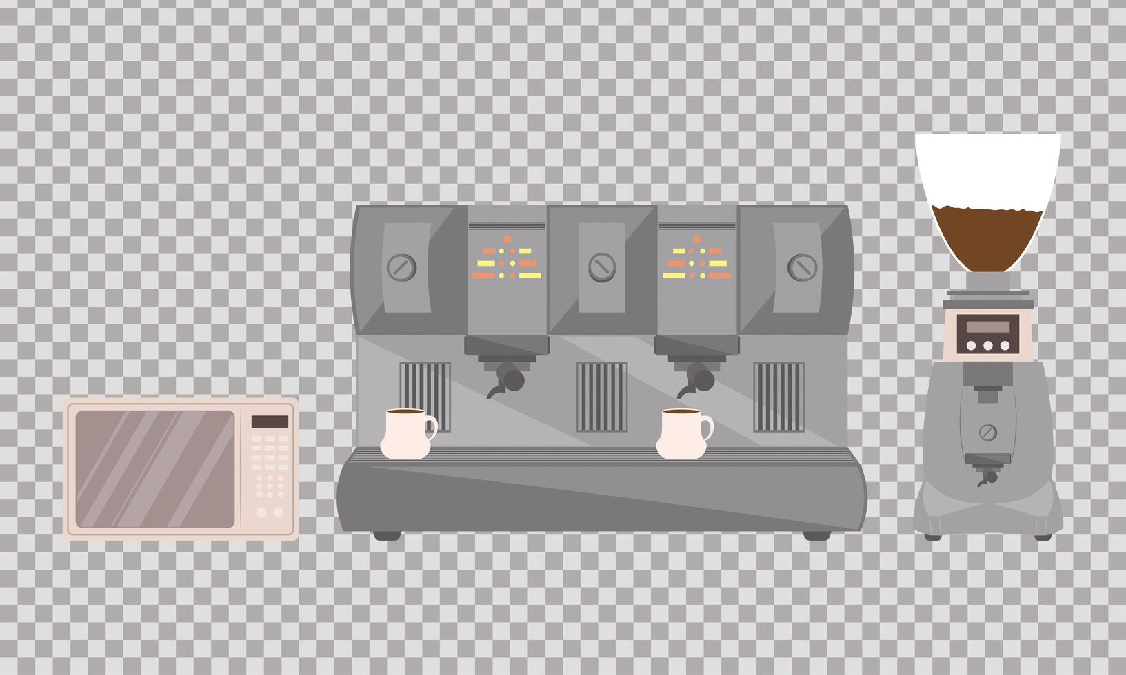 three coffee shop machines vector