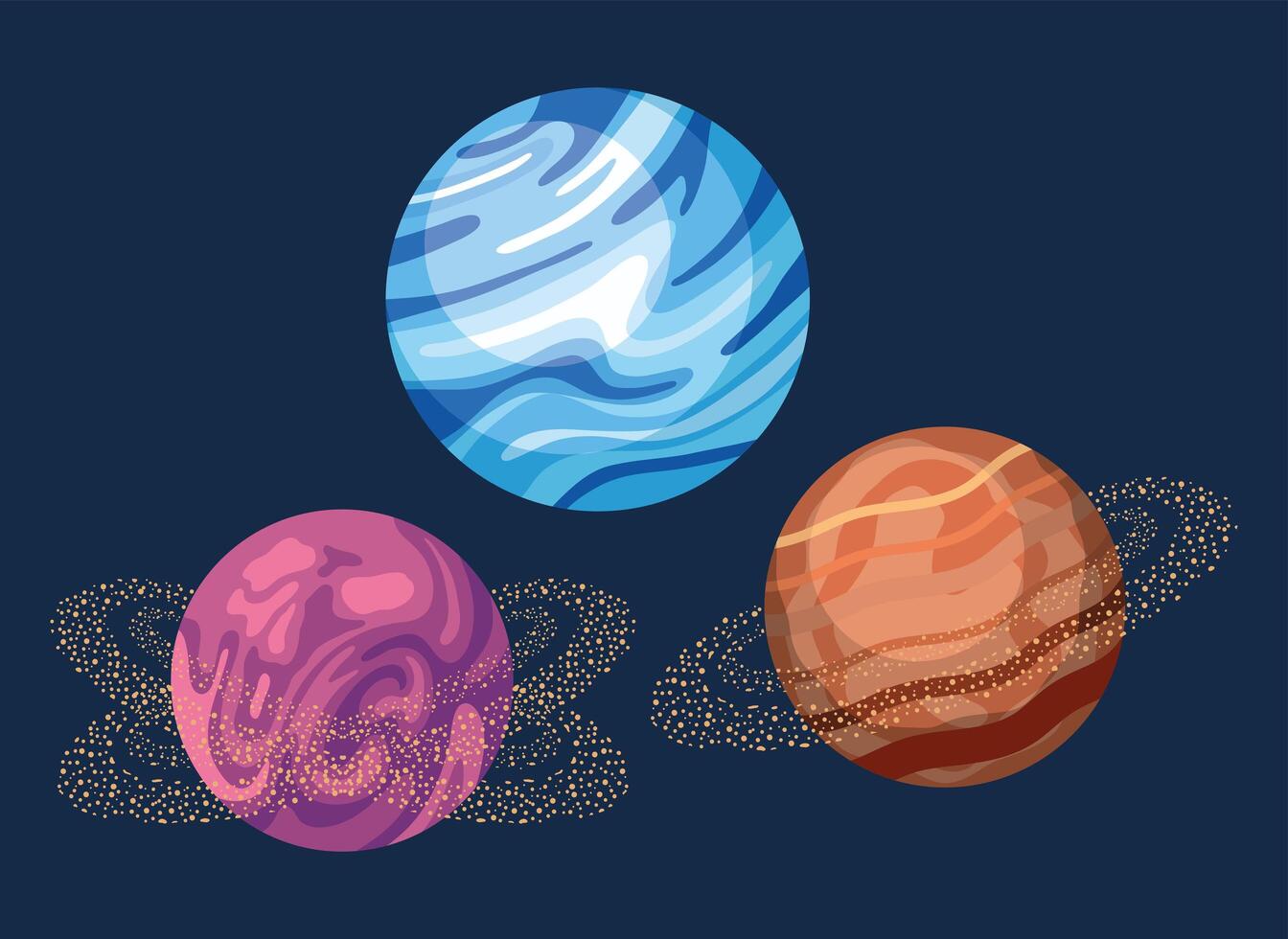 tres iconos del universo espacial vector