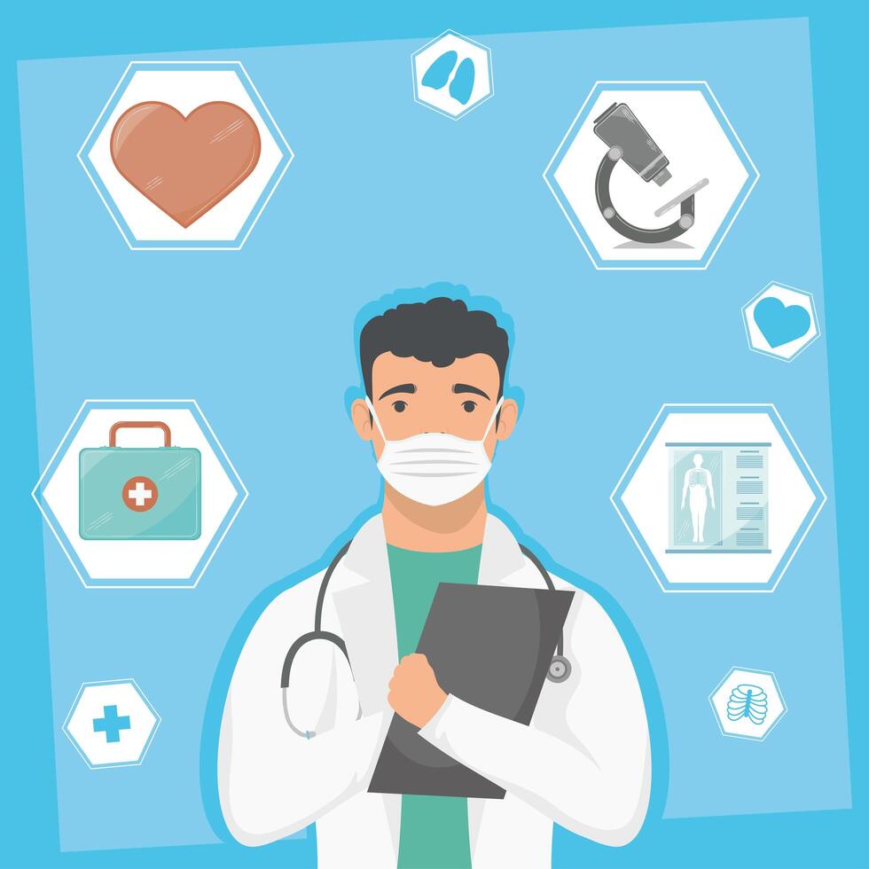 male doctor healthcare icons vector