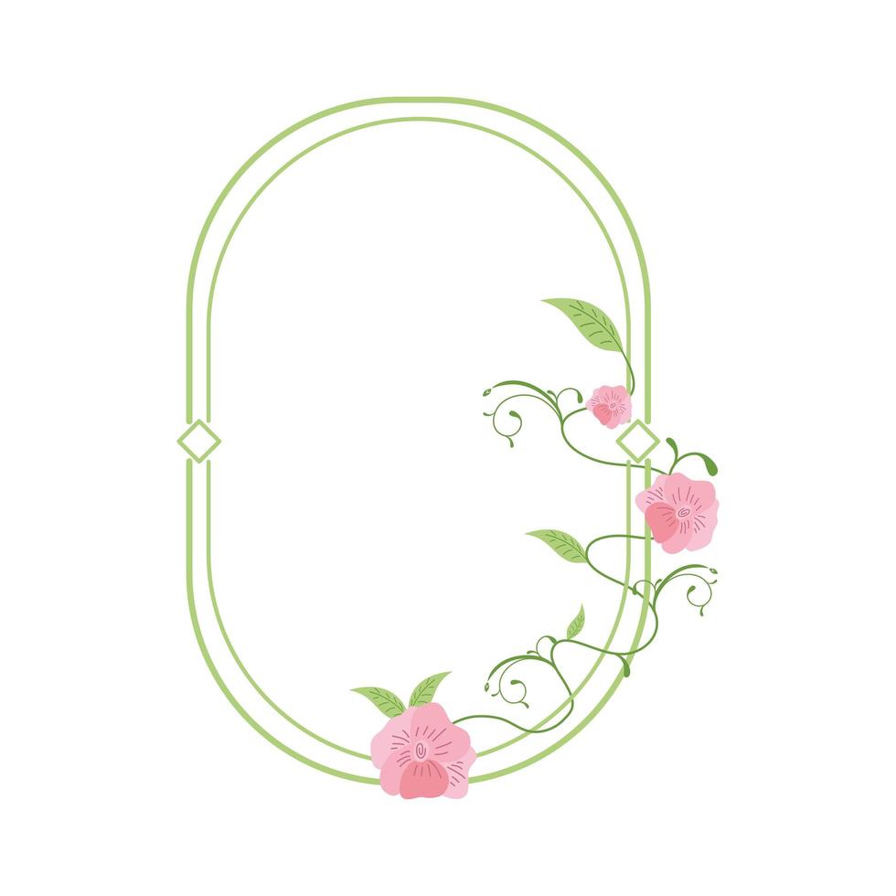 oval roses frame vector