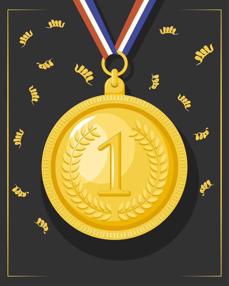 medal award and confetti vector