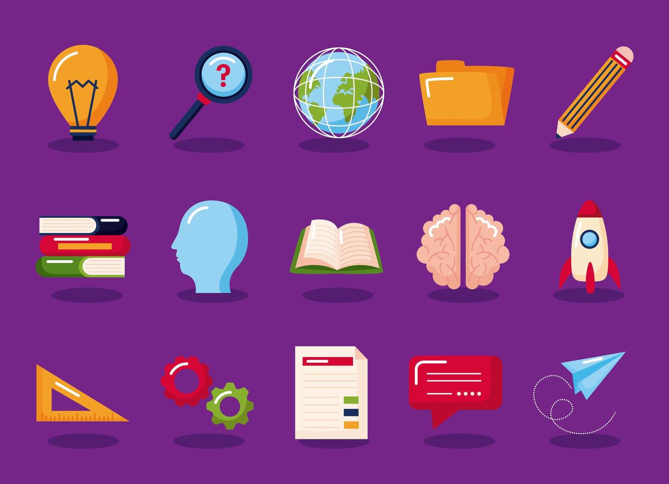 fifteen knowledge management icons vector