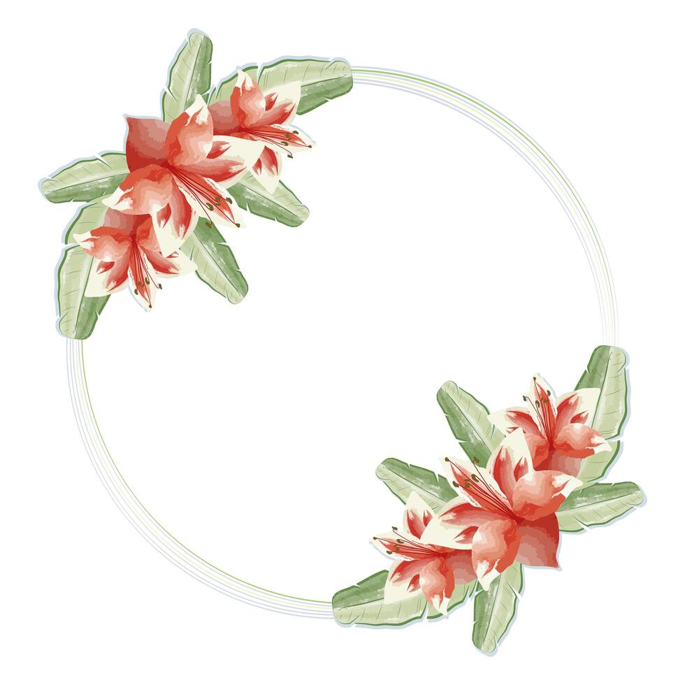 circular frame with flowers vector