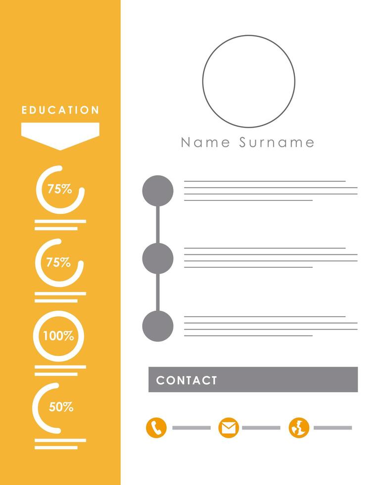 modelo de curriculum vitae amarillo vector