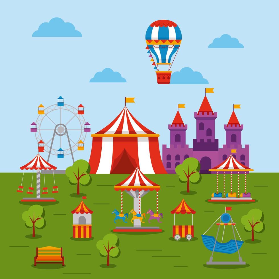 amusement park scene vector