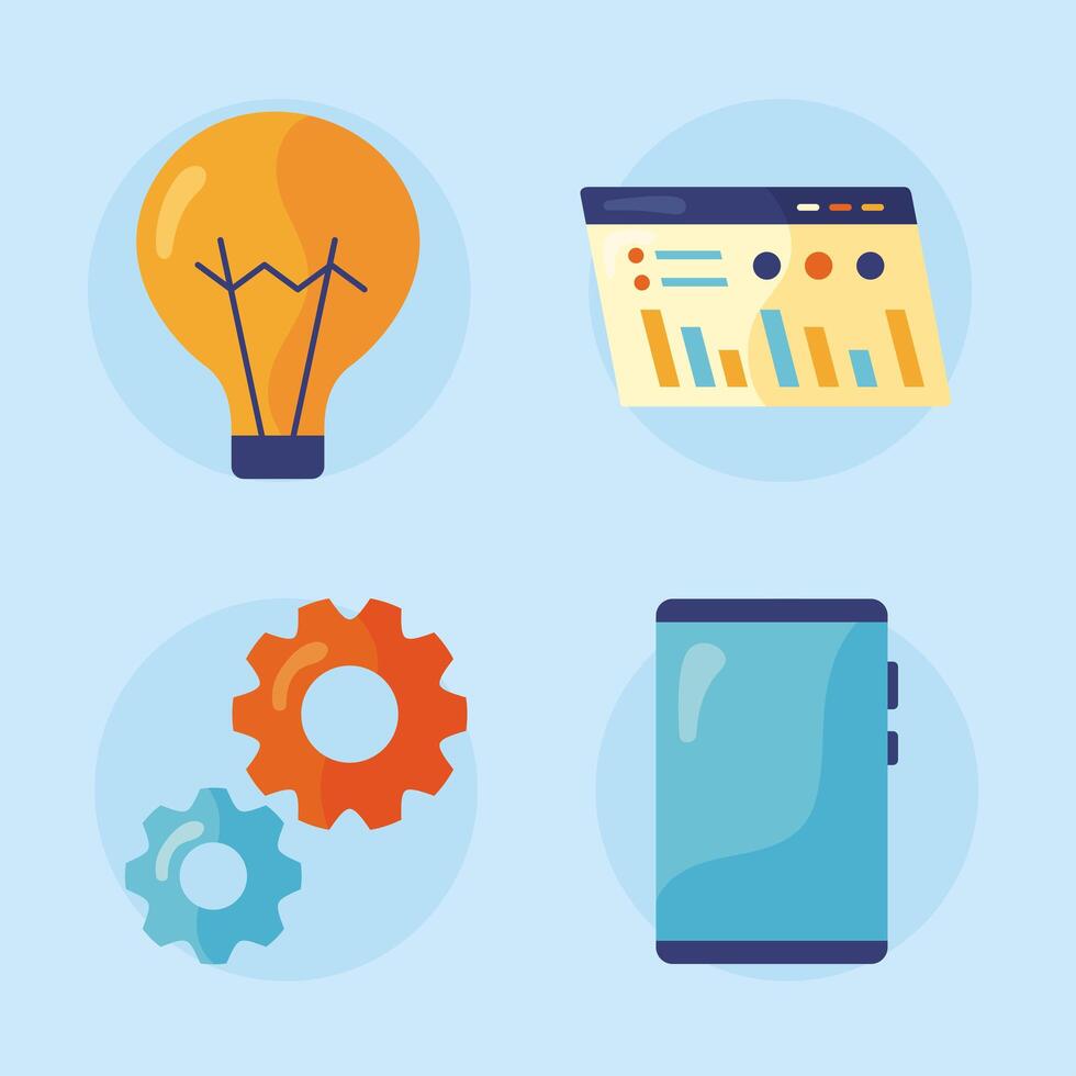 four start up icons vector
